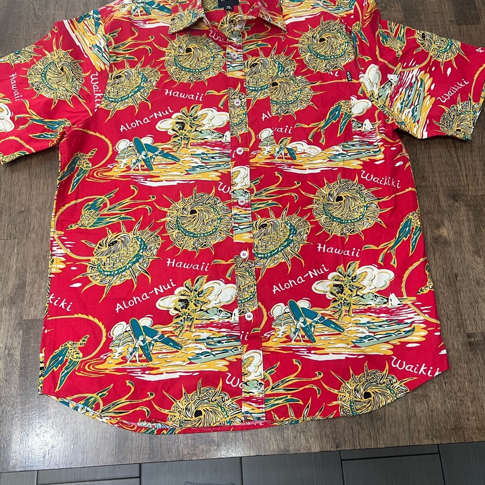 HUF Red and Yellow Casual Button Down Shirt
